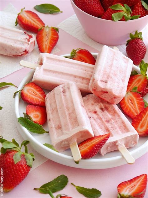 Strawberries and Cream Popsicles Recipe - Party Ideas | Party ...