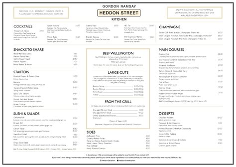 Heddon Street Kitchen Menu, Prices and Locations in UK