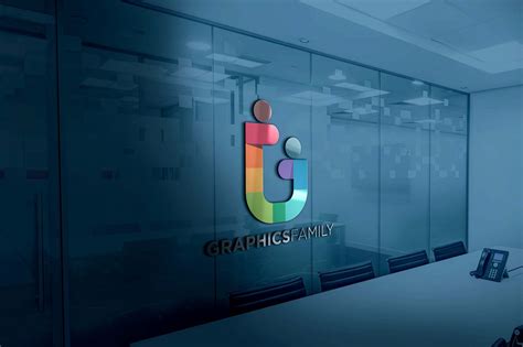 Free 3D Glass Window Logo Mockup (AI)