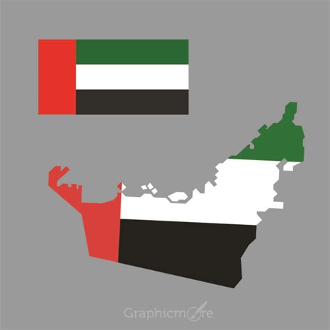 UAE Flag and Map Design Free Vector File Download