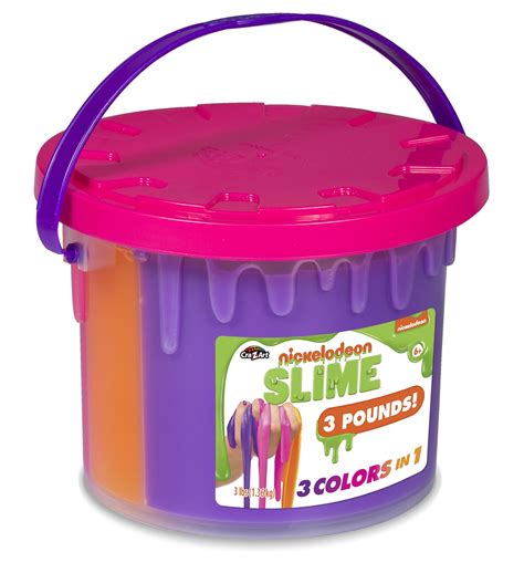 Nickelodeon Slime Bucket Tri-Color Stretchy Toy 3 Pounds Large Colors ...