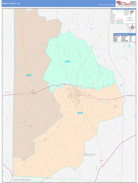 Grady County, GA Wall Map Color Cast Style by MarketMAPS - MapSales