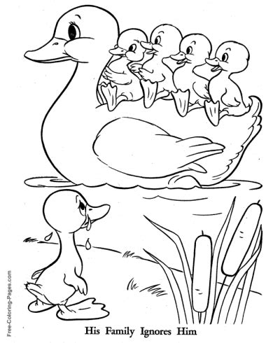 The Ugly Duckling Story Coloring Pages