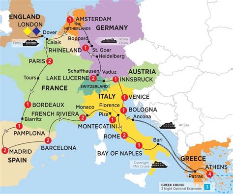 Map of France, Switzerland, and Italy