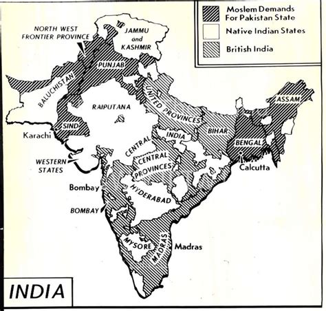 A news bureau map of undivided India from August 1947, pre-Partition ...