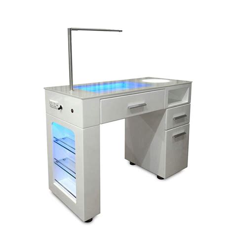 Portable glass salon furniture nail technician desk spa manicure table ...