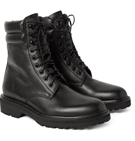 Saint Laurent Leather Combat Boots in Black for Men - Lyst