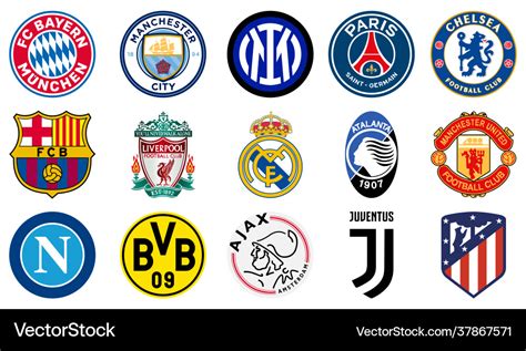 European football clubs logo Royalty Free Vector Image