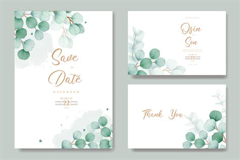 Watercolor Eucalyptus Wedding Invitation Graphic by ningsihretno262 ...