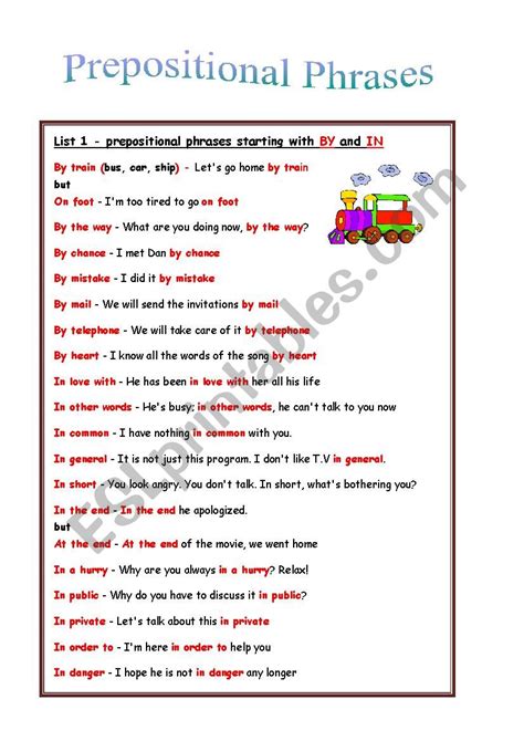 Prepositional Phrase Worksheet With Answers - Abhayjere.com