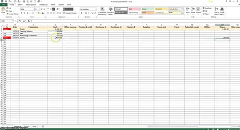 Basic Bookkeeping Spreadsheet — excelxo.com