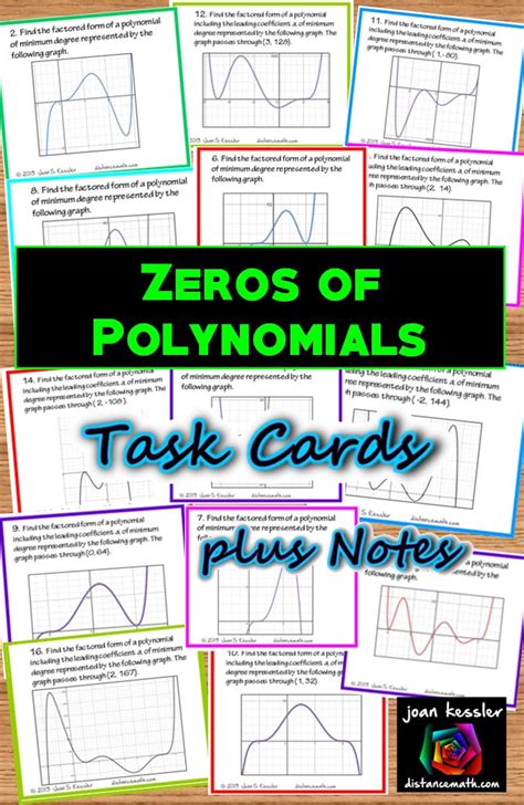 Zeros of Polynomial Functions from a Graph Task Cards plus Guided Notes ...