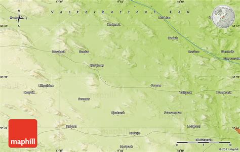 Physical Map of the Area around 64° 40' 8" N, 17° 55' 29" E