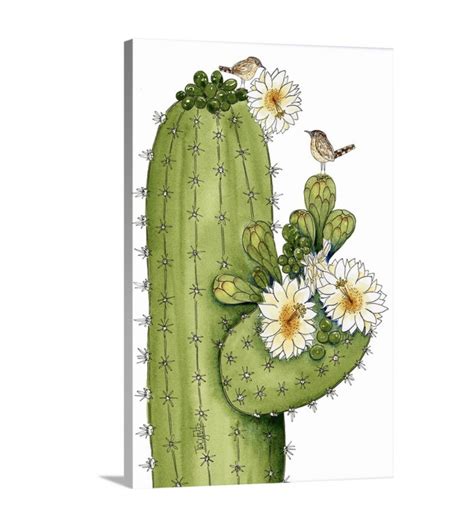 Saguaro Flower Bloom Canvas Print Ready to Hang - Zinnia Sky Studio