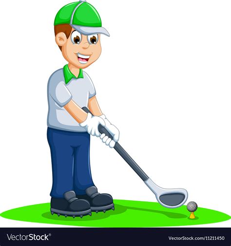 Funny men cartoon playing golf Royalty Free Vector Image