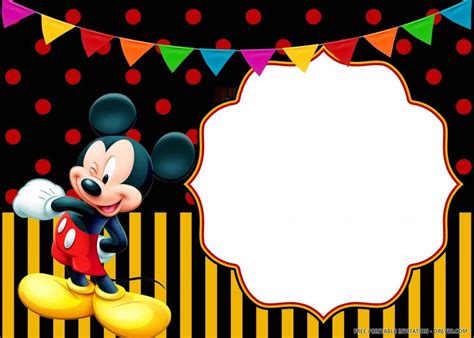 (FREE PRINTABLE) – Cheerful Mickey Mouse Birthday Invitation Templates ...