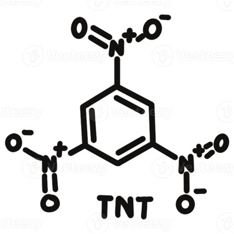 chemical structure of TNT. Trinitrotoluene TNT explosive molecule ...