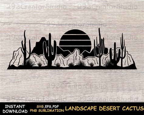 Landscape Desert Cactus Svg Desert Svg Western Desert Cactus Svg ...