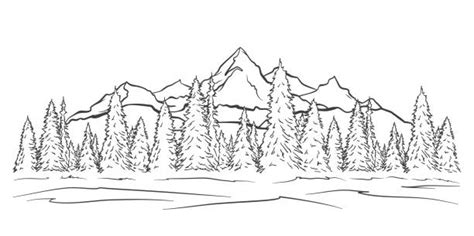 Mountain Scenery Drawing Outline