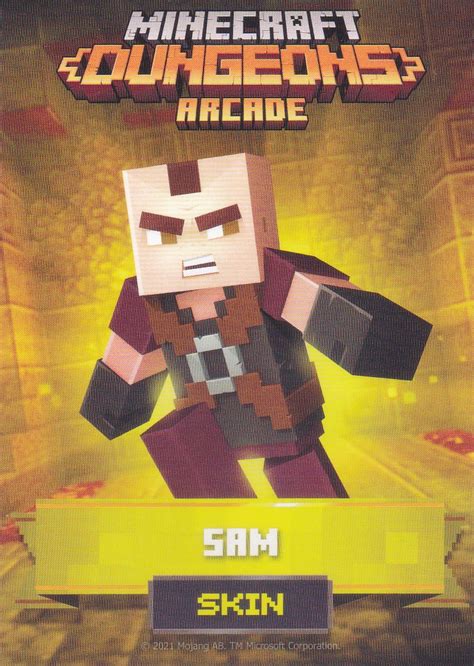 Minecraft Dungeons Arcade Series 1 Card 48 Skin: Sam - Arcade Game Cards