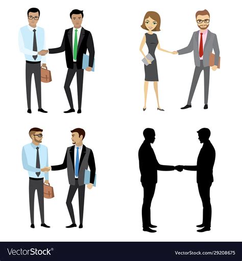 Business people handshake collection Royalty Free Vector