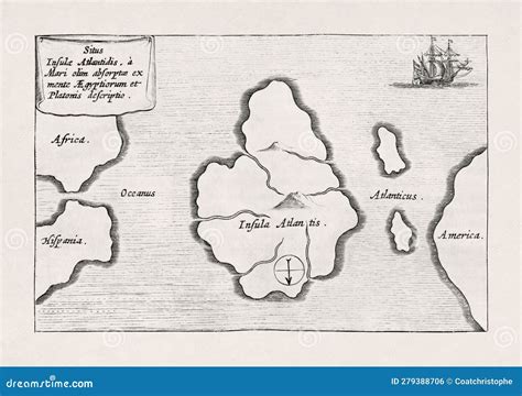 Map of the Mythical Continent of Atlantis Stock Illustration ...