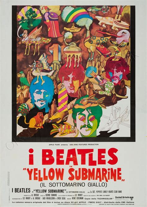 Yellow Submarine Film / Movie Poster Original Vintage 1968 Italian ...