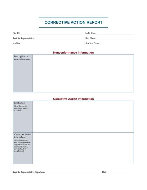 Corrective Action Report Template