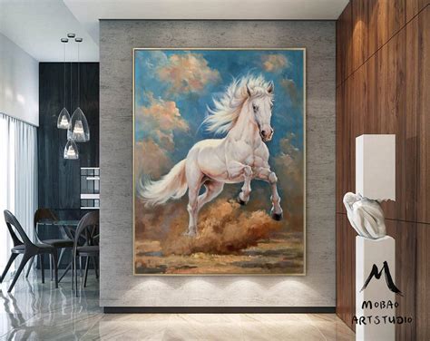 White Horse Painting Horse Decor Horse Oil Painting Large | Etsy