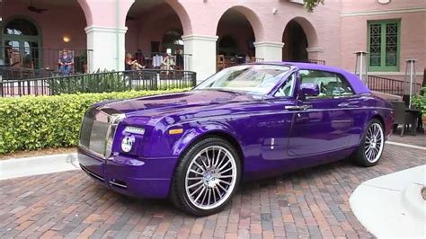 RARE 1 of 1 Purple Rolls Royce Phantom Drophead Coupe + white Aventador ...