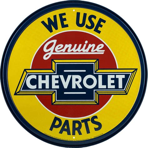 GENUINE CHEVROLET PARTS Round Vintage Tin Sign | eBay