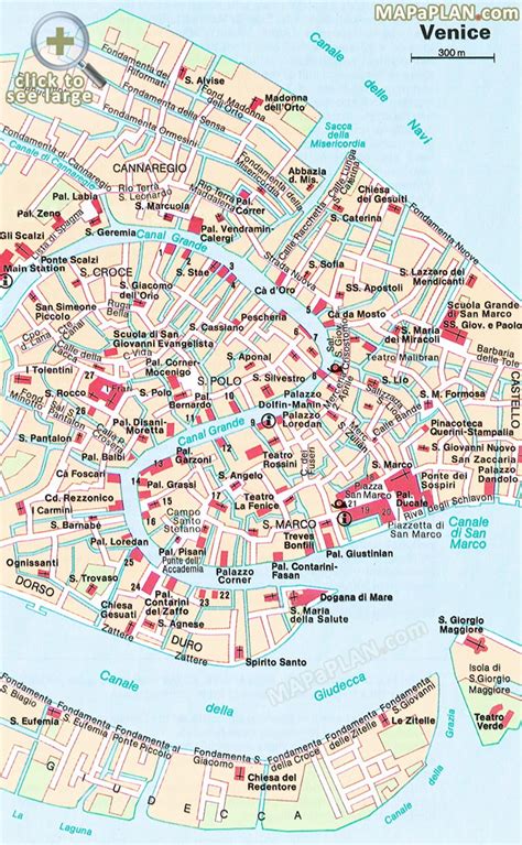 Venice maps - Top tourist attractions - Free, printable city street map