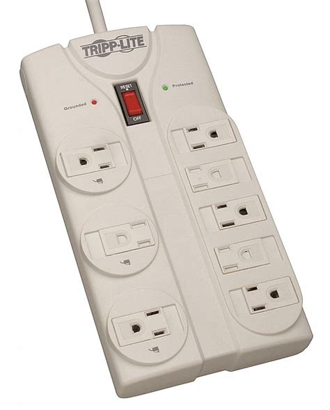 TRIPP LITE, 8 Outlets, NEMA 5-15R, Surge Protector Outlet Strip ...