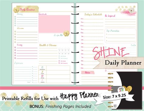 HAPPY PLANNER Daily Planner Refills Printable PDF Classic