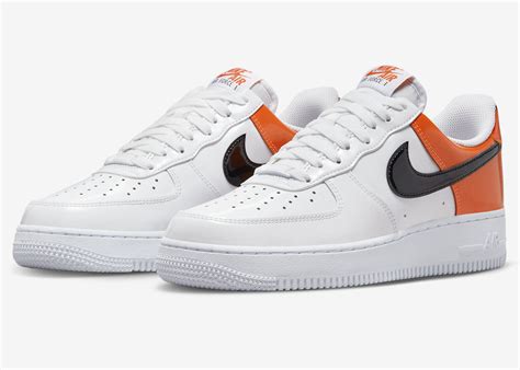 Nike Air Force 1 Low White Black Orange Patent DJ9942-103 Release Date ...