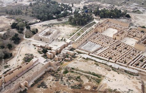 Restored ruins of the South palace of Nebuchadnezzar in ancient Babylon ...