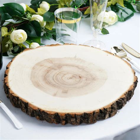 Case of 12 Natural Wood Charger Plates With Bark Edge | Wood Slice ...