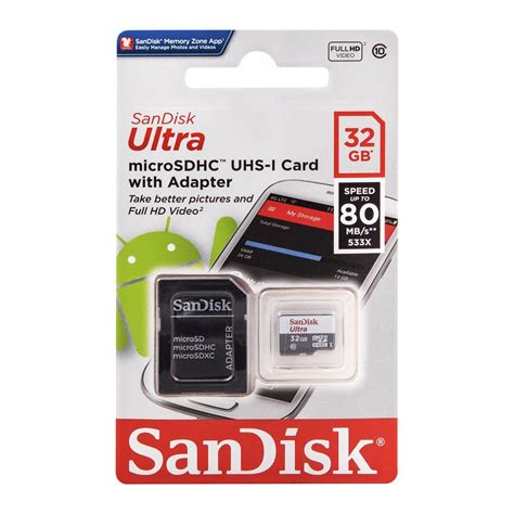 Buy Sandisk Ultra 32GB SDXC Micro SD, UHS-1 80 MB/s Online at Best ...