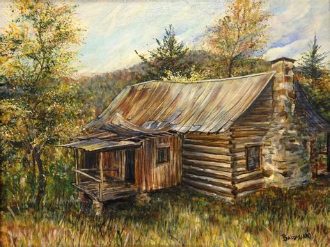 Cabin By The Lake Painting at PaintingValley.com | Explore collection ...