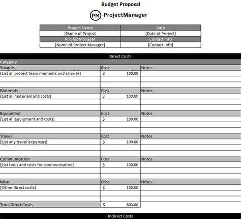 Budget Proposal Template for Excel (Free Download)