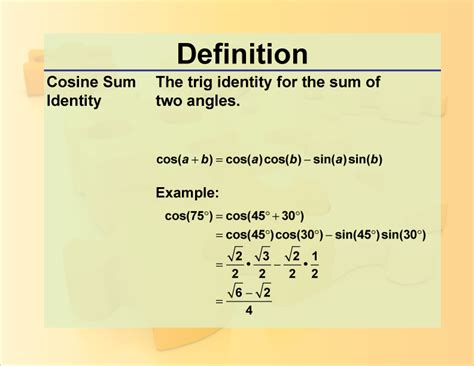 Definition--Trig Concepts--Cosine Sum Identity | Media4Math