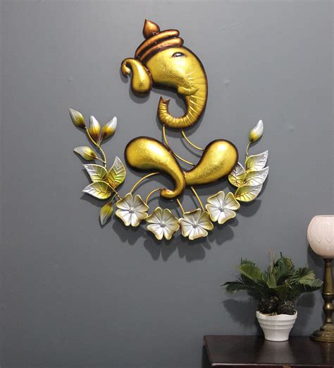 Buy Iron Lord Ganesha Wall Art In Gold By Malik Design Online ...