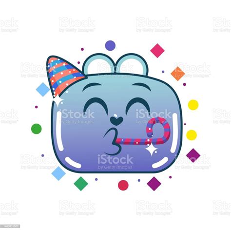 Vector Cartoon Cute Partying Face Emoji Isolated Illustration Stock ...