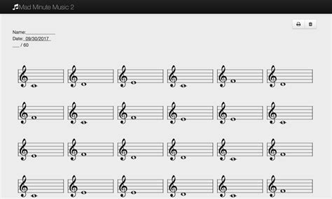 Treble Clef Ledger Lines Worksheets