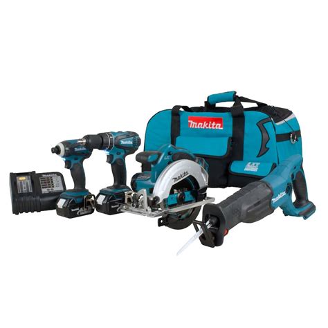 MAKITA 18V LXT Lithium-Ion Cordless 4-Tool Combo Kit w/2 Batteries (3 ...