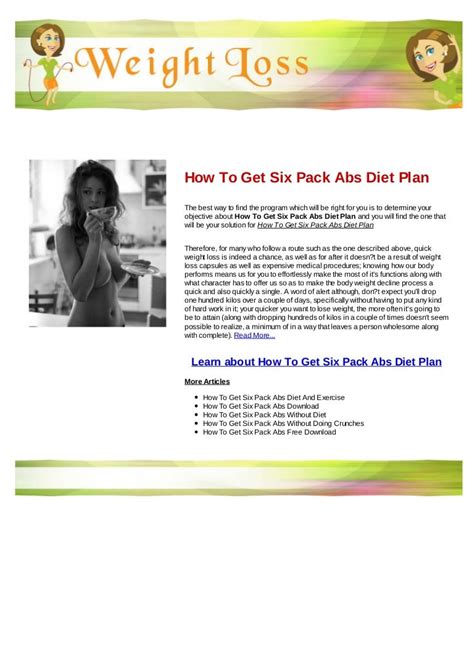 How to get six pack abs diet plan