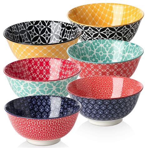 Buy DOWAN Soup s Set of 6, 23 OZ Cereal s for Kitchen, Ceramic Colorful ...