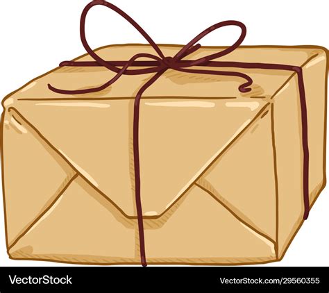 Cartoon gift box packaging with brown wrapping Vector Image