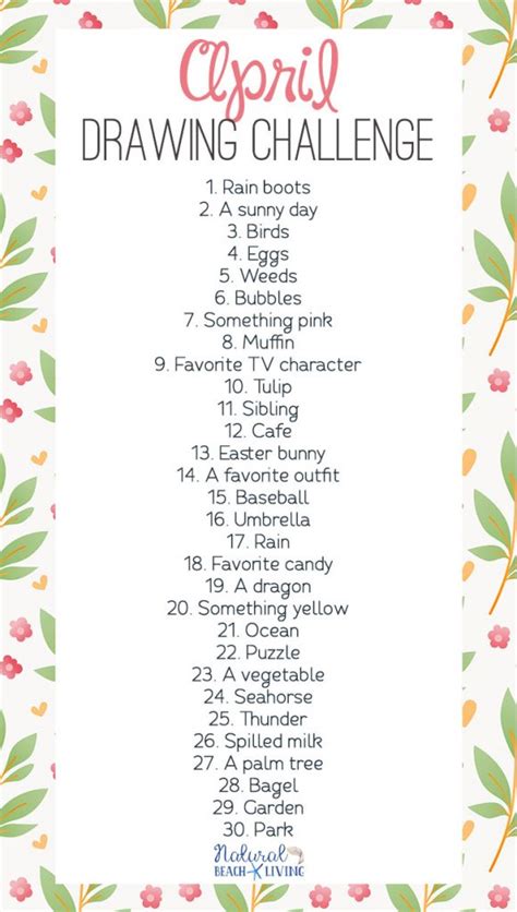 April Drawing Challenge for Kids and Adults - Natural Beach Living