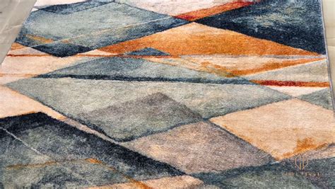 Nordic Abstract Blue/Orange Geometric Contemporary rug - Chill Décor